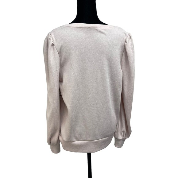 INC Sweatshirt Womens Medium Pink Sweater Pullover Gathered‎ Shoulder Glitter - Picture 3 of 10